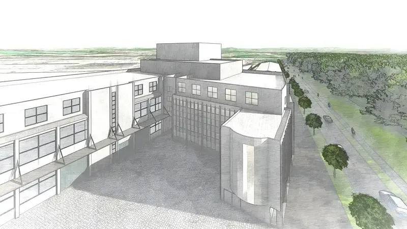 Architektur-Skizze Altes Schmelzwerk – Straßenansicht